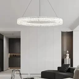 Підвісна люстра із пластинами у вигляді прозорих крижин Ø 80 см | Line F | Арт. MJ371-800 BK