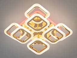 Люстра стельова LED Diasha HAS8060/4+4G, 110W, 3200K-6500K, золото, хай-тек стиль, пульт ДУ, для вітальні, спальні, кухні - мініатюра 3