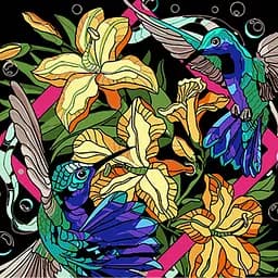 Набор для росписи Колибри в ярких тонах на черном фоне 40х40 см (AV4040-68)