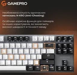 Клавиатура игровая механическая GamePro MK-124-G USB Hot-Swap Outemu Red Switch Black-White - мініатюра 15