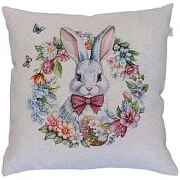 Подушка Прованс Соцветие Зайчонок в веночке гобеленовая 45х45 см (44296)