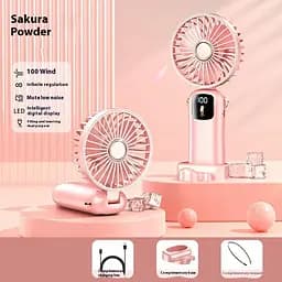 Портативний міні вентилятор Mini fan AND892 з підставкою для телефону та дисплеєм - мініатюра 8