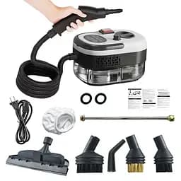 Ручний багатофункціональний пароочисник Steam Cleaner 2500W з набором додаткових насадок 9 в 1 Білий/Чорний - мініатюра 2