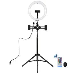 Кольцевая USB RGBW LED лампа Puluz PKT3055B 10.2+ штатив 1.65 м