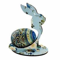 Великодня підставка блакитна з зайчиком на 1 яйце