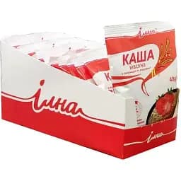 Каша швидкого приготування Ілна вівсяна з полуницею та вершками 800 г (20 шт. х 40 г)