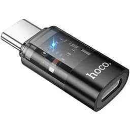 Переходник Hoco UA36D USB-C male to iP female transparent adapter адаптер 3 ампера черный