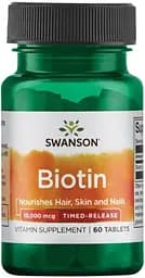 Вітаміни та мінерали Swanson Biotin 10000 mcg Timed-Release, 60 таблеток