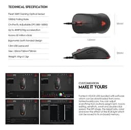 Игровая мышь Fantech UX-3 HELIOS PixArt 3389, 400IPS, 50G, 1600DPI Black - мініатюра 10