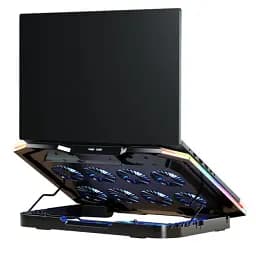 Підставка для ноутбука до 21" GamePro CP870, Black, RGB підсвічування, 8 x 70 мм вентилятор (2400 rpm), LCD-дисплей, метал/пластик, 2xUSB 2.0, 412 х 295 х 40 мм, 1100 г, регулювання швидкості вентиляторів та кута нахилу - мініатюра 4