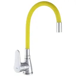 Змішувач для кухні Zerix SOP7 146 з жовтим гнучким виливом ZX2661 Хром