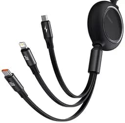 Кабель Baseus Bright Mirror 3-in-1 Cable USB to MicroUSB+Lightning+Type-C 66W 1.2m CAMLC-MJ01 Black - мініатюра 2