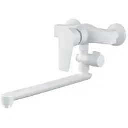 Смеситель для ванны Plamix OSCAR-006 SET WHITE (со шлангом, воронкой и кронштейном) (PM0703)