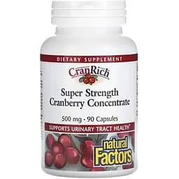 Екстракт журавлини Natural Factors CranRich Cranberry Concentrate Super Strength, 90 капсул для здоров'я сечовивідних шляхів