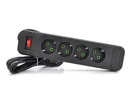 Сетевой фильтр удлинитель Voltronic F-24, 4 розетки EU, 2 м, 3х0,75мм, 2500W, Black - мініатюра 1