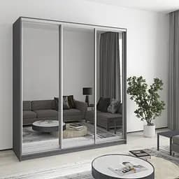 Шкаф-купе трехдверный MebelStar Стандарт AL 3 Зеркала 190x45x210 см Антрацит (MBS-2975)