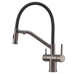 Смеситель для кухни на две воды с гибким изливом Koer KI-72035-07 KR5816, Графит