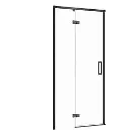 Душевые двери Cersanit Larga 100x195 L распашные профиль черный S932-129, Левая, прозрачный, черный