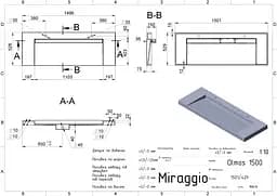 Умивальник Miraggio OLMOS 1500 (0001111) Mirasoft, Матовий, Підвісний/Врізний, Білий - мініатюра 2