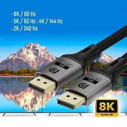 Кабель ColorWay DisplayPort-DisplayPort V1.4 8K 3м, Black (CW-CBDP094-BK) - мініатюра 7