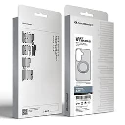 Противоударный чехол-панель для Samsung Galaxy S26 5G, Unit Stand2, серый, силикон + поликарбонат, защита всего корпуса, с подставкой, поддержка магнитных держателей и беспроводной зарядки (MagSafe), ArmorStandart (ARM89957) - мініатюра 6
