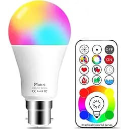 Світлодіодні RGB-лампи Mobri B22 зі зміною кольору з дистанційним керуванням, 75-ватні еквівалентні