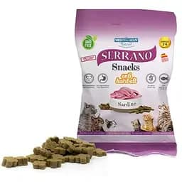 SERRANO Натуральні ласощі для котів 50 г з функцією виведення грудочок шерсті САРДИНА