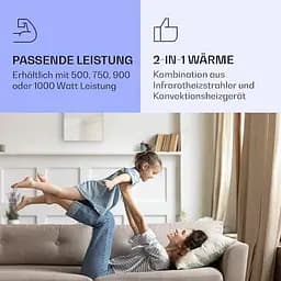 Інфрачервоний обігрівач конвектор Klarstein La Palma 2в1 1000 Вт (10039837) - мініатюра 7
