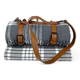 Плед бавовняний Love You Тревел клітинка з ременем 4651-R