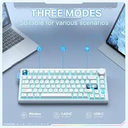 Клавіатура Onikuma бездротова ігрова MT-706 Pro з RGB підсвіткою та 3 режимами підключення для ПК та ігор білий - мініатюра 5
