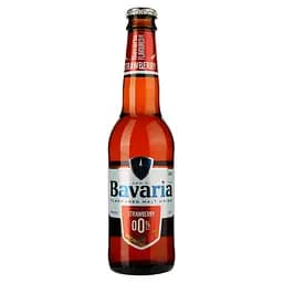 Пиво Bavaria Клубника, безалкогольное, светлое, фильтрованное, 0,33 л