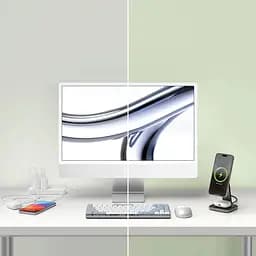 Бездротовий зарядний пристрій Satechi 2-in-1 Foldable Qi2 Wireless Charging Stand Space Gray (ST-Q21FM) - мініатюра 5