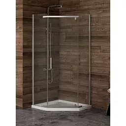 Душевая кабина New Trendy Komfort 90x90 см п' угольная распашная прозрачное стекло без поддона хром K-0804, прозрачный, хром