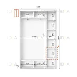 Шафа-купе Idea серія 1 150 x 45 x 240 см Білий Дзеркало - мініатюра 2