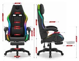 Комп'ютерне крісло Hell's HC-1039 LED RGB (тканина) - мініатюра 9