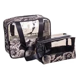 Набір косметичок Yiwu HP-16-1KB 22х11х18 / 17х10х11 см водонепроникні 2 шт. прозорі/чорні 