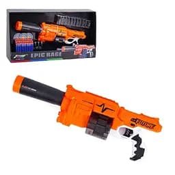 Игрушечный автомат с 30 мягкими патронами и 3 бумажными мишенями.