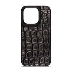 Кожаный чехол для Apple iPhone 14 Pro, Harder Kaiju Skin, черный, термополіуретан ТПУ + экокожа с эффектом фактуры монстра, панель, защита корпуса, противоударный, микрофибра, рамка вокру камеры, защита всего корпуса, (ARM76857)