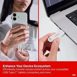 USB флеш накопичувач SanDisk 128GB Phone Drive Arctic White Type-C USB 3.2 (SDIXS0N-128G-GN6NE) - мініатюра 5