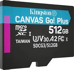 Карта пам'яті KINGSTON microSDXC Canvas Go Plus 512Gb Class 10 UHS-I/U3 (SDCG3/512GBSP) без SD адаптера [70328] - мініатюра 2