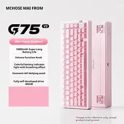 Ігрова механічна клавіатура Mchose G75 V2 / Три режими підключення / Ice Blue Switch / Pink - мініатюра 2