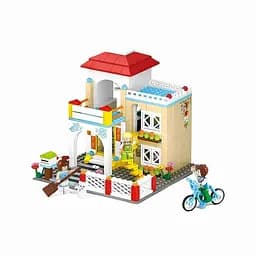 Конструктор Sluban M38-B0533 Загородній будинок із фігурками, кішкою та велосипедом, 380 деталей, різнокольоровий