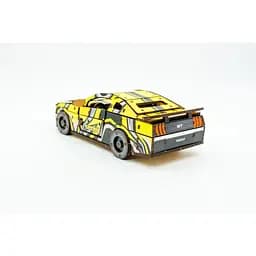 Дерев'яний 3D конструктор Muscle car GT PuzzleOk Puz-00638 162 деталі жовтий  - мініатюра 3