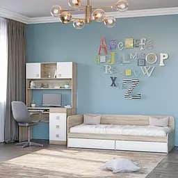 Спальня дитяча Еверест Соната Комплект 9 (модульна - 3 елементи) дуб сонома/білий (EVR-2594)