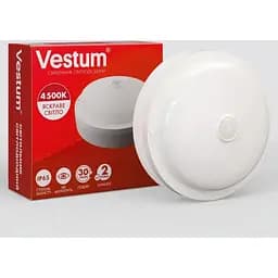 Светодиодный круглый светильник ЖКХ Vestum 12W 4500K 220V с датчиком движения 1-VS-7106