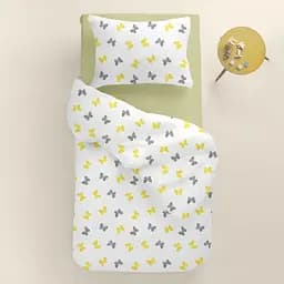 Дитяча постільна білизна в ліжечко BUTTERFLY SC14, жовтий (ButterfliesGrayYellow_78Olive_140) - мініатюра 2