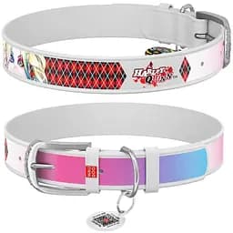 Нашийник для собак Waudog Design шкіряний з QR паспортом, малюнок Харлі Квін, XS, Ш 12 мм, Дов 18-24 см