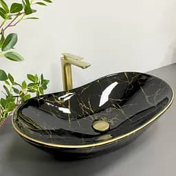 Умивальник VBI Turin marble black glossy накладний VBI-011505, Чорний матовий - мініатюра 3
