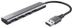 Хаб Halyx USB-A > 4xUSB-А 3.2 Алюминий 0.1м Серый Trust teh0018459