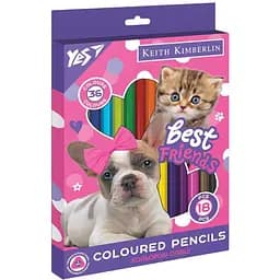 Карандаши цветные Yes Keith Kimberlin, двусторонние, 18 шт., 36 цветов (290690)